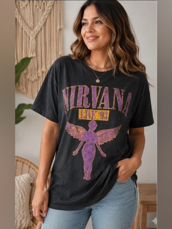 NIRVANA Tops - 🎸 Nirvana In Utero Live '93 Graphic Band Tee | Women's Medium | 100% Cotton